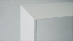 A detail of sidboaard of the sideboard corner. Door eased at radius along the hinge axis.
